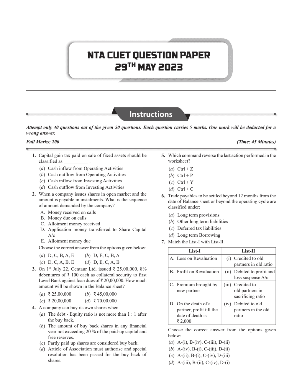CUET (UG) Accountancy Chapterwise & Topicwise Question Bank (2023- 2024) with Complete NCERT Crux, CUET PYQs (2022-2023) Past Year Questions and Mock Test I For Central Universities Entrance Test 2024-2nd edition