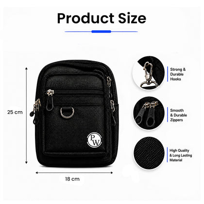 Sling Bag | Compact Crossbody Bag with 3 Zip Compartments | Lightweight One Shoulder Side Pouch for Exams, Travel, College & Daily Use
