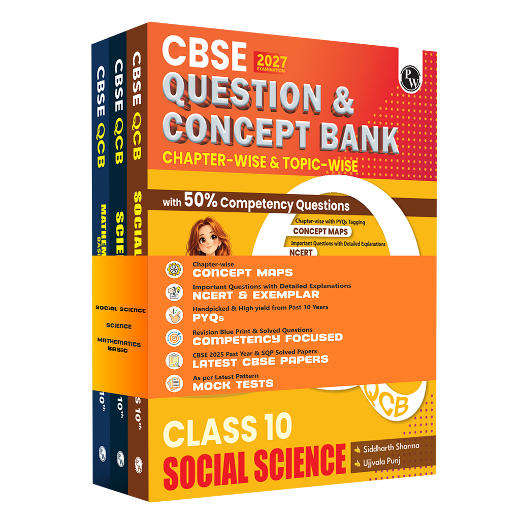 CBSE Question & Concept Bank (QCB) Class 10 Science, Maths (Basic) and Social Science Combo Set of 3 Books Chapterwise & Topicwise Solved Questions For 2027 Exams