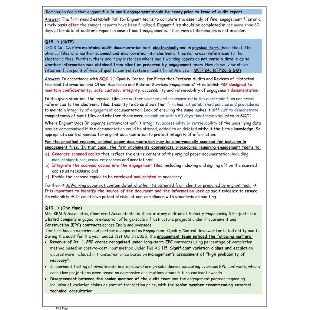 CA Final Advanced Auditing, Assurance & Professional Ethics Audit Question Bank By CA Hemant Somani For May 2027 Exams | Concept & Questions, All ICAI SM, RTP, MTP & PYQs Covered