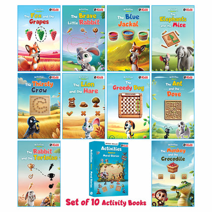 Activity Book Set on Moral Stories (Set of 10 Books) | Fun Moral Stories & Early Learning Activities For 3+ Years Old | Educational Activity Books For Kids