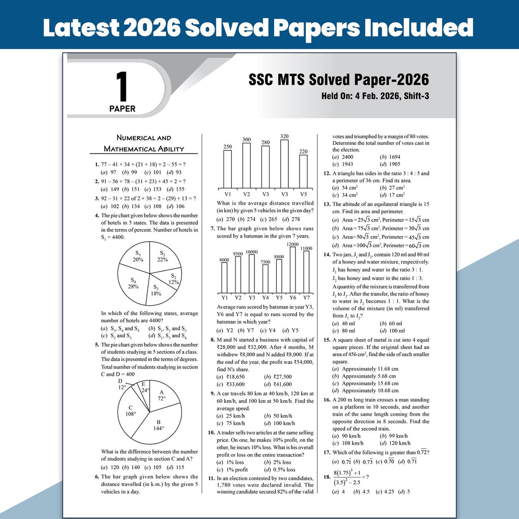 PW SSC MTS PYQ Book 2026 | 33 Yearwise Previous Year Papers PYQ (2026-2017) Multi Tasking (Non Technical) Staff & Havaldar | 15 Online Mock Tests Exam