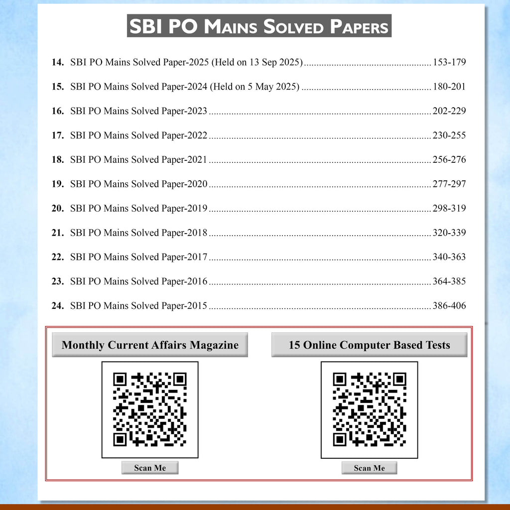 PW 24 SBI PO Prelims & Mains Previous Year Solved Papers (Till Sept 2025) with 15 Online CBT Tests For 2026 Exam | 3075+ PYQ Questions | Fully Solved