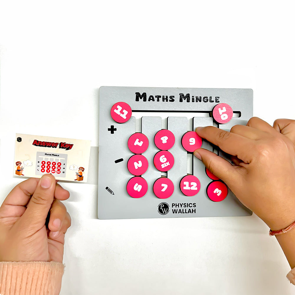 Curious Jr. Maths Mingle Board Game White for Kids Ages 4, 5, 6, 7, 8, 9, 10 Years with Quiz Cards - Addition, Subtraction and Multiplication STEM Learning toy for children