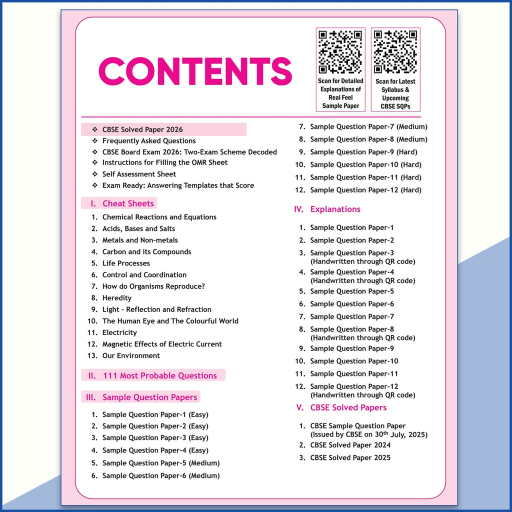 PW 15 CBSE Sample Papers Class 10 Science For 2027 Board Exam (New Pattern) | CBSE Like Question Booklet and Answer Sheets, Marking Stickers, Mind Maps, Most Probable Questions