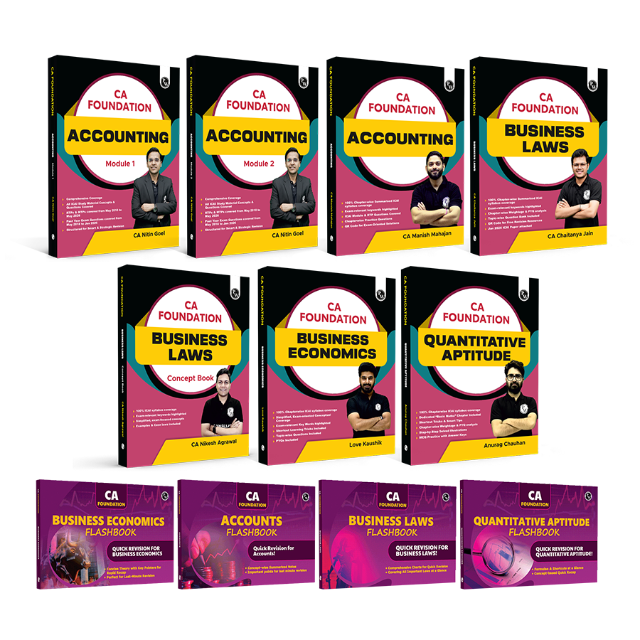 CA Foundation Flashbook & Modules Accounting, Business Laws, Business Economics, Quantitative Aptitude Combo Set of 11 Books Applicable For September 2026