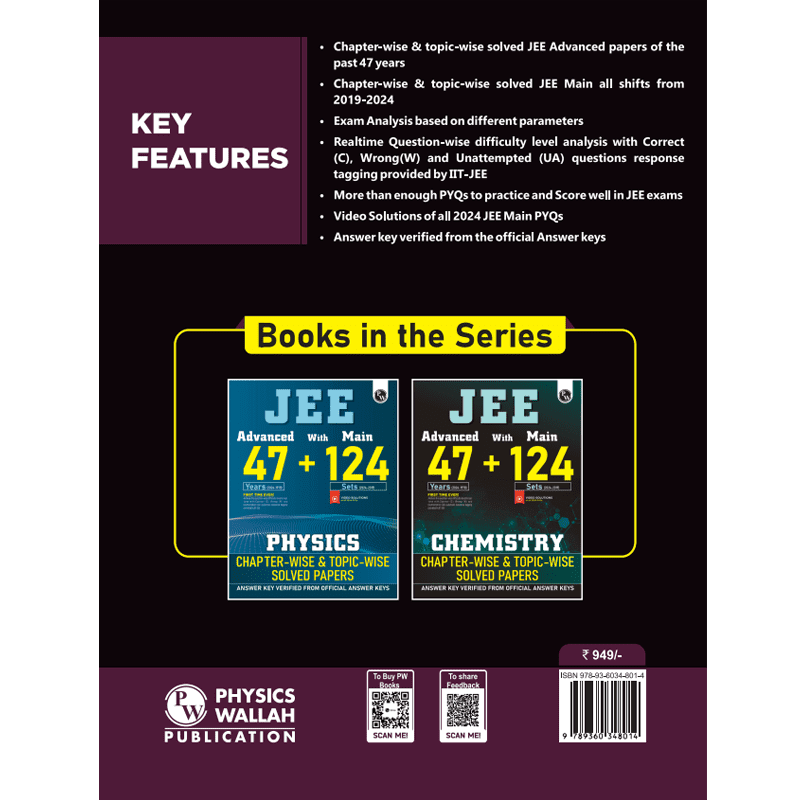 JEE Advanced 47 Years with JEE Main 124 Sets PYQs Chapterwise and Topicwise Solved Papers Mathematics