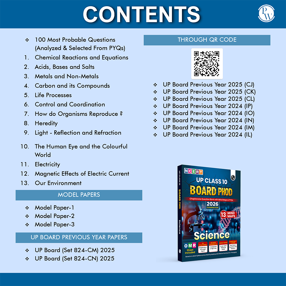 UP Board Phod Class 10 Science Question Bank Chapterwise with 13 Mind Maps and PYQs For 2026 Board Exam | 100 Most Probable Questions and Model Papers with OMR Sheet