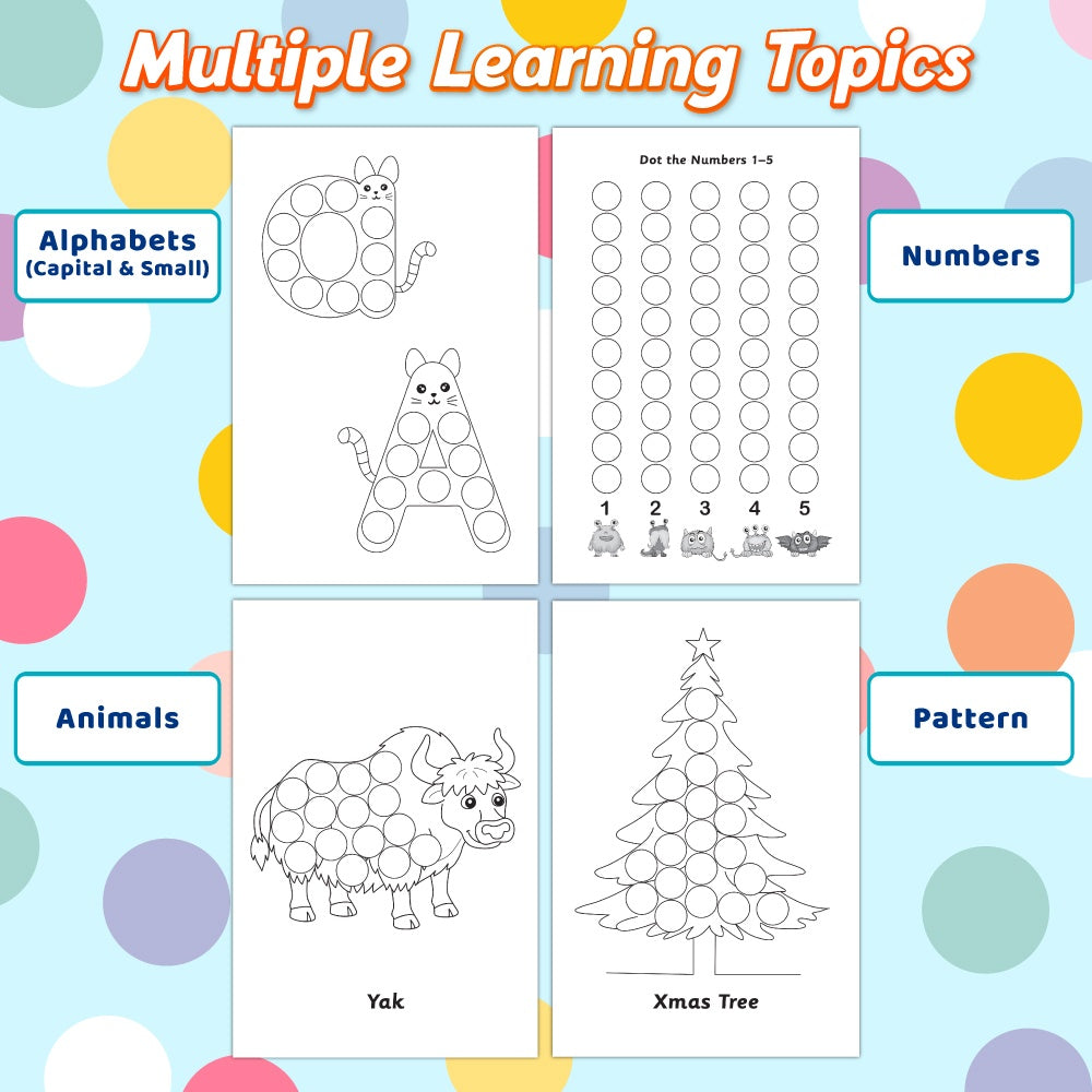 2000+ Dot Sticker Activity Book For 3+ Years Old Kids | Fun Sticker Set, Focus Builder, A to Z letters (Uppercase & Lowercase), Numbers 1-10 | Screen-Free Educational Activity For Kids