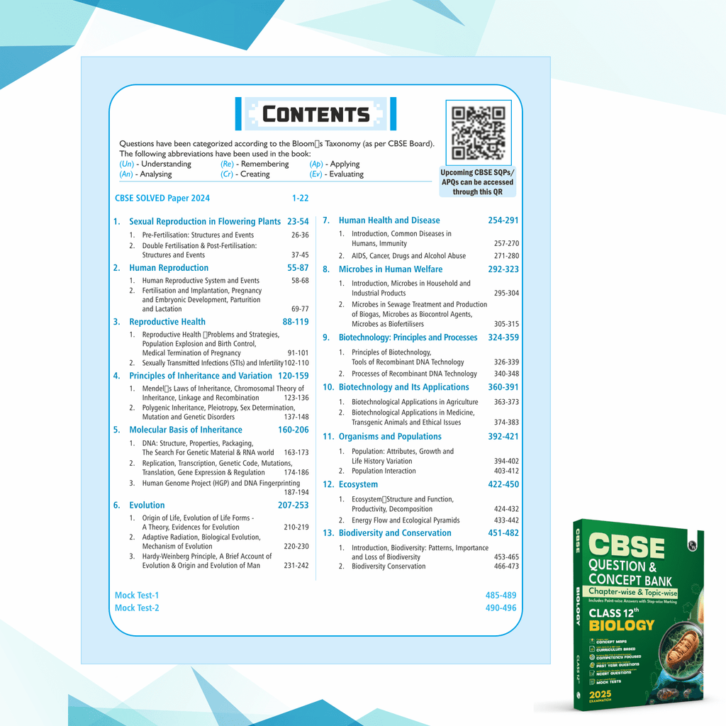 CBSE Question & Concept Bank (QCB) Class 12 Biology 2024 - 2025 Chapter-wise and Topic-wise Solved Questions