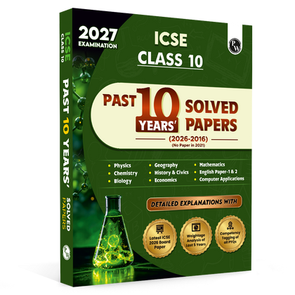 ICSE Class 10 PYQs - Past 10 Years Solved Papers (2026-2016) For 2027 Exams | Physics, Chemistry, Maths, Biology, Economics, History & Civics, Geography, CA, English Paper 1 & 2