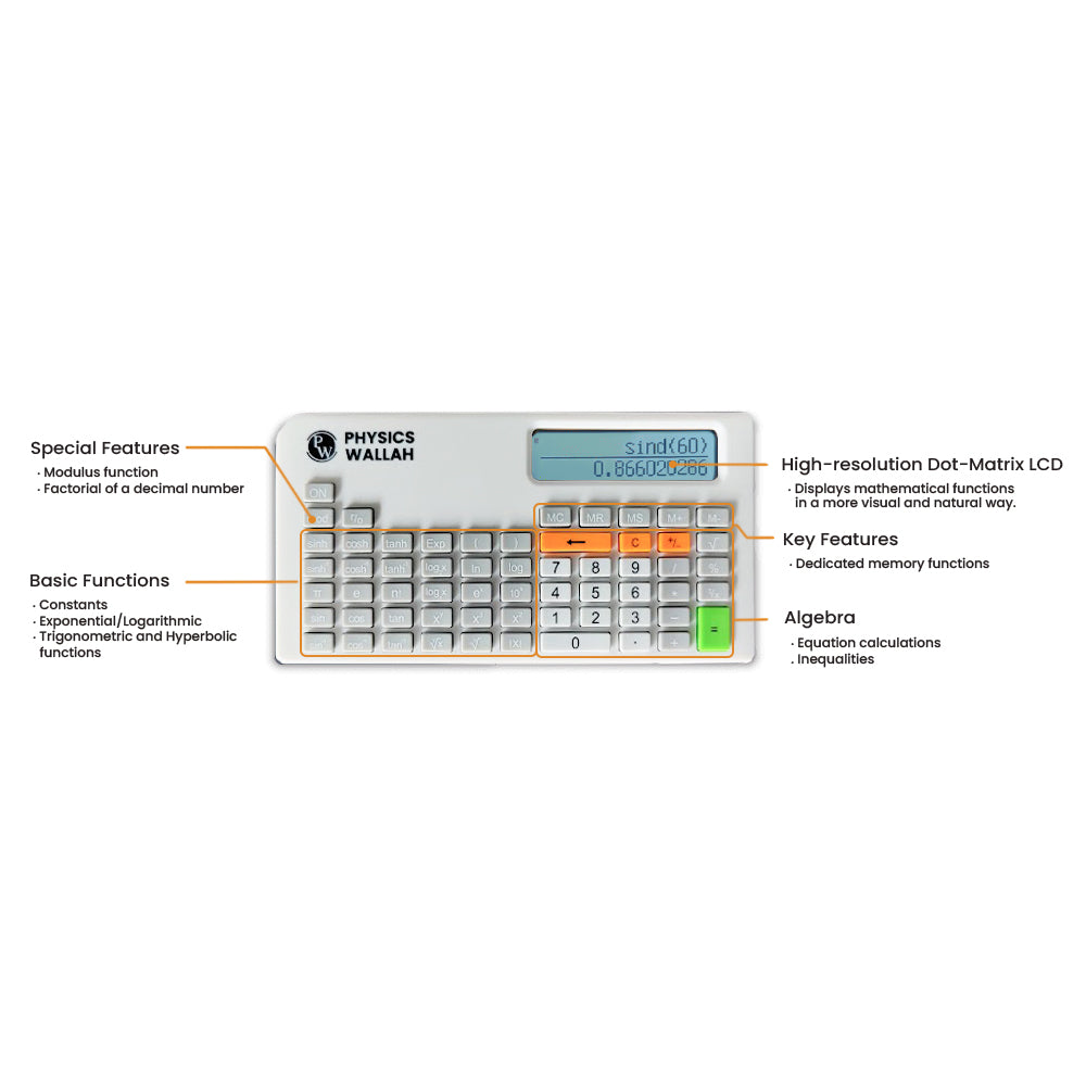Scientific Calculator | Dot-Matrix LCD Screen | White
