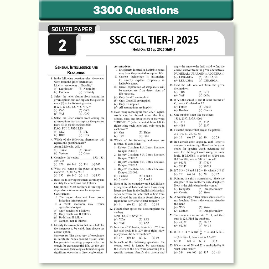 PW 33 SSC CGL PYQ (Combined Graduate Level) Tier 1 Previous Year Solved Papers (2025-2018) with 5 Online Mock Tests For 2026-27 Exam | Yearwise PYQs | Fully Solved | English Edition