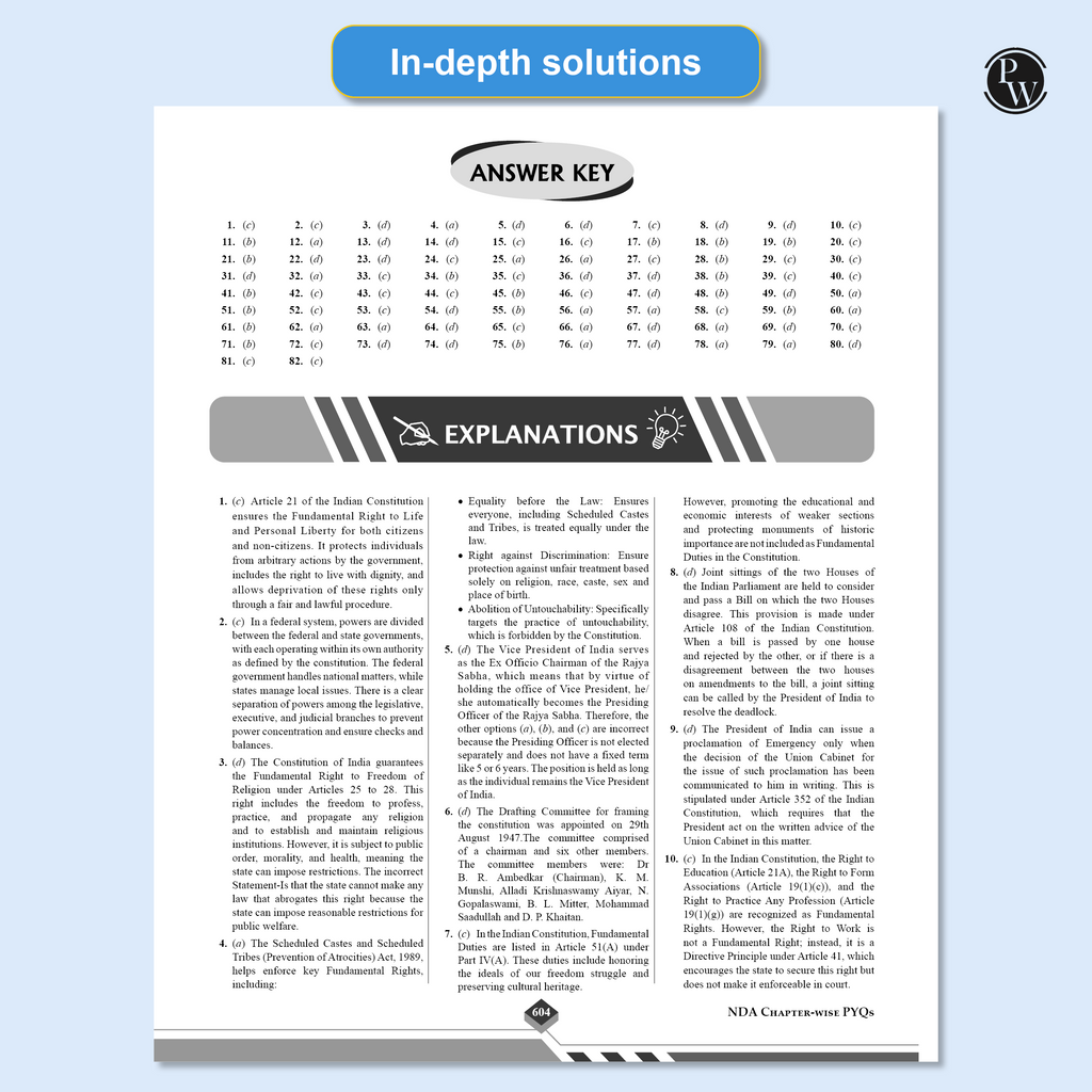 PW NDA/NA National Defence Academy & Naval Academy 23 Previous Years Solved Papers (2014 - Sept 2025) Chapterwise & Topicwise 7500+ PYQs l Maths & General Ability For Exam 2026