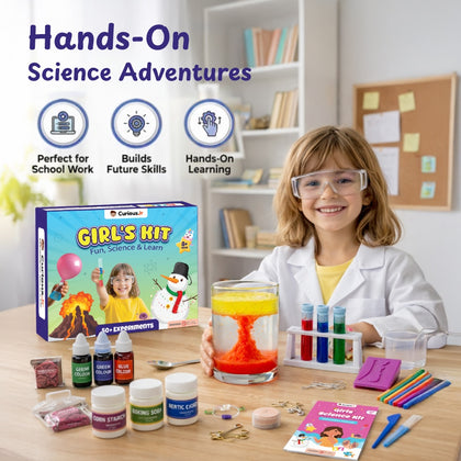 Girls Science Kit for Kids 4+ Years, 50+ STEM Experiments with Instruction Manual & 30 DIY Bonus Experiment, Educational Learning Toy