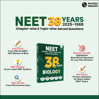 38 Years NEET Previous Year Solved Question Papers Biology PYQ (2025 - 1988) Chapterwise Topicwise Solutions For NEET Exam 2026 with Newly Added Topics
