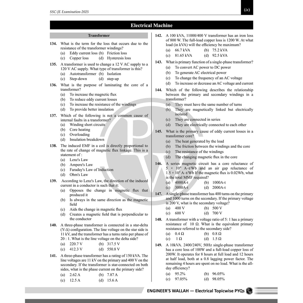 PW SSC JE Electrical Engineering Previous Year Solved Questions For 2026 Exams | 4000+ Objective Questions with CBT 1 & 2 PYQs | For RRB JE, PSUs & Other State Level AE/JE Exams
