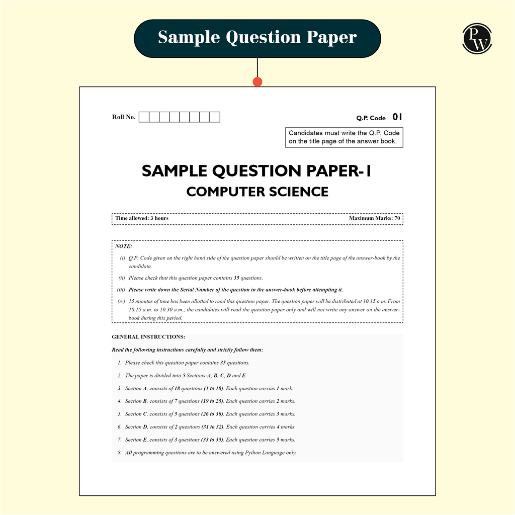 CBSE 11 Sample Question Papers Class 12 Computer Science for 2025 Exam | PYQ 2024, CBSE SQP & CBSE Practice Questions