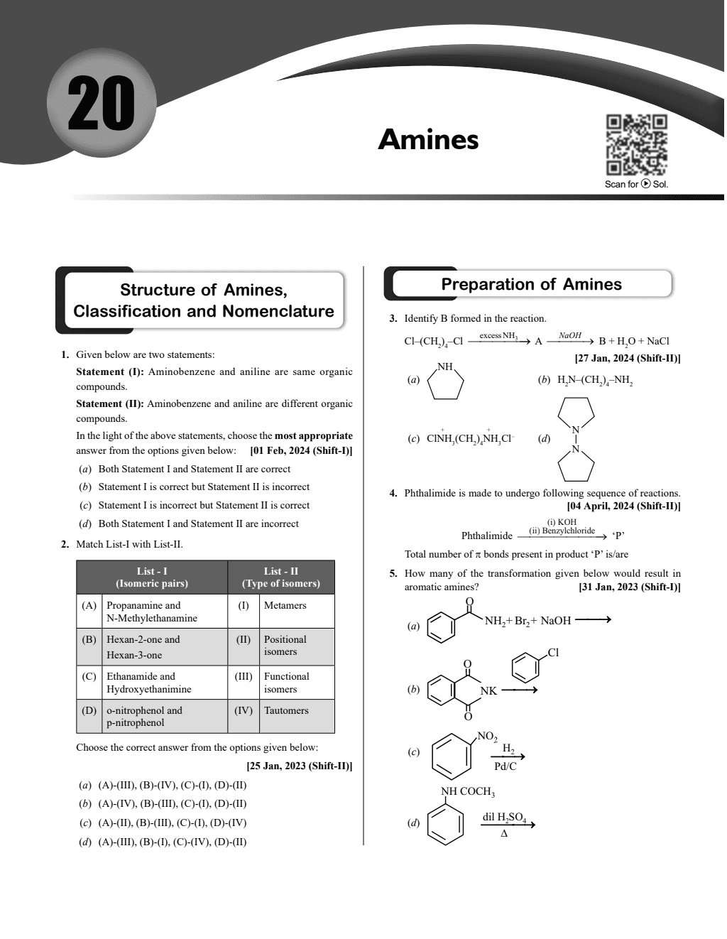 JEE Main 6 Years (2019-2024) Chemistry All Shifts Online Previous Years Solved Papers Chapterwise and Topicwise PYQs For JEE Main 2025 Exams