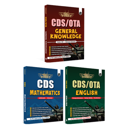 Viraat CDS OTA Book 2026 General Knowledge, Mathematics & English Combo Set of 3 | PYQ (2026-21) | Latest 2026 Solved Paper | Chapterwise Theory, Solved Examples, Practice Exercises