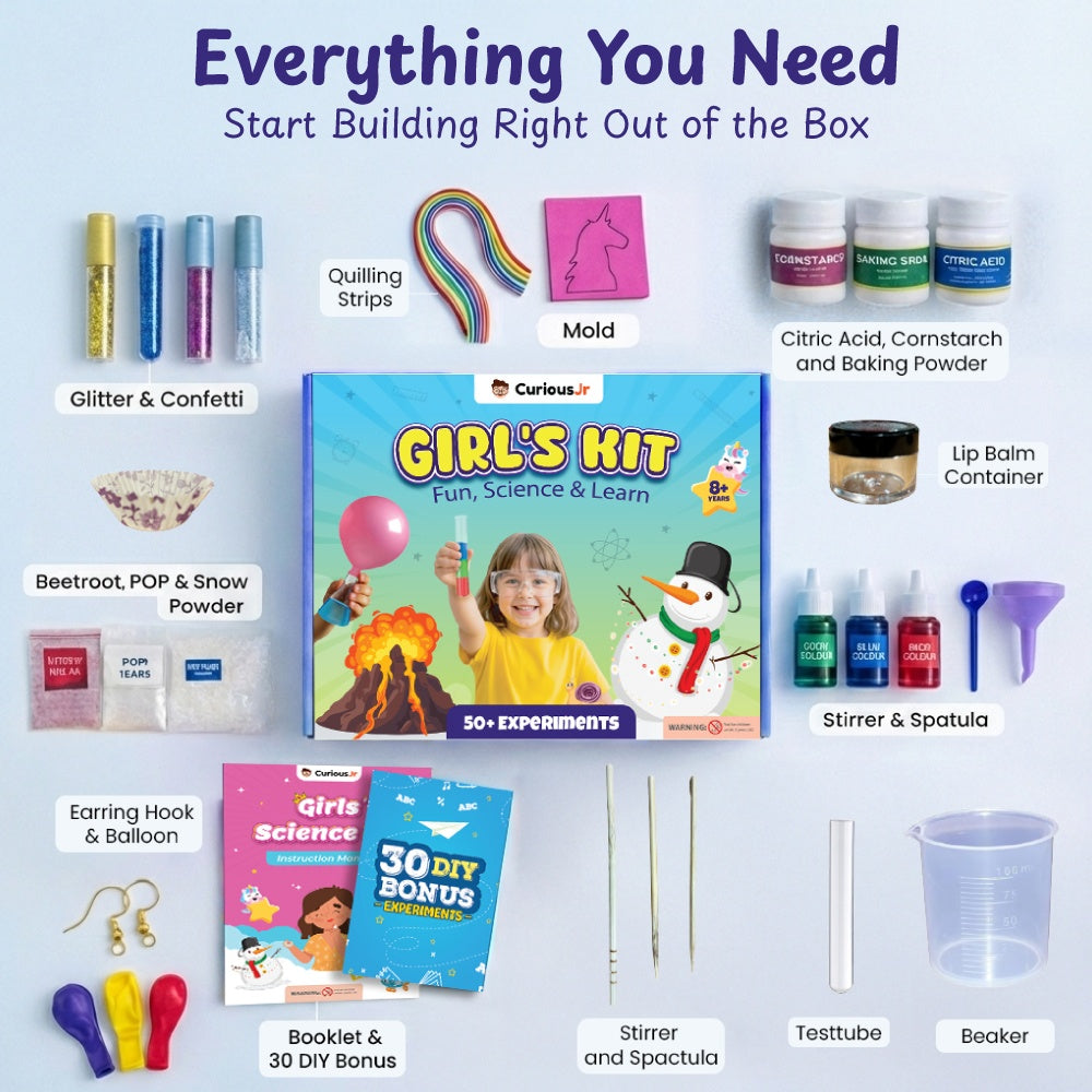 Girls Science Kit for Kids 4+ Years, 50+ STEM Experiments with Instruction Manual & 30 DIY Bonus Experiment, Educational Learning Toy