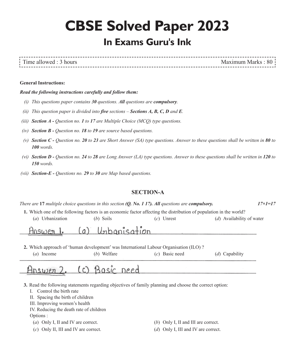 CBSE 11 Sample Question Papers Class 12 Geography for 2024 Exam (Mock Test Paper) Adhering to Competency - Based Learning | Embedded Videos and Cheat Sheet for Revision | PYQ 2023 Solved Paper