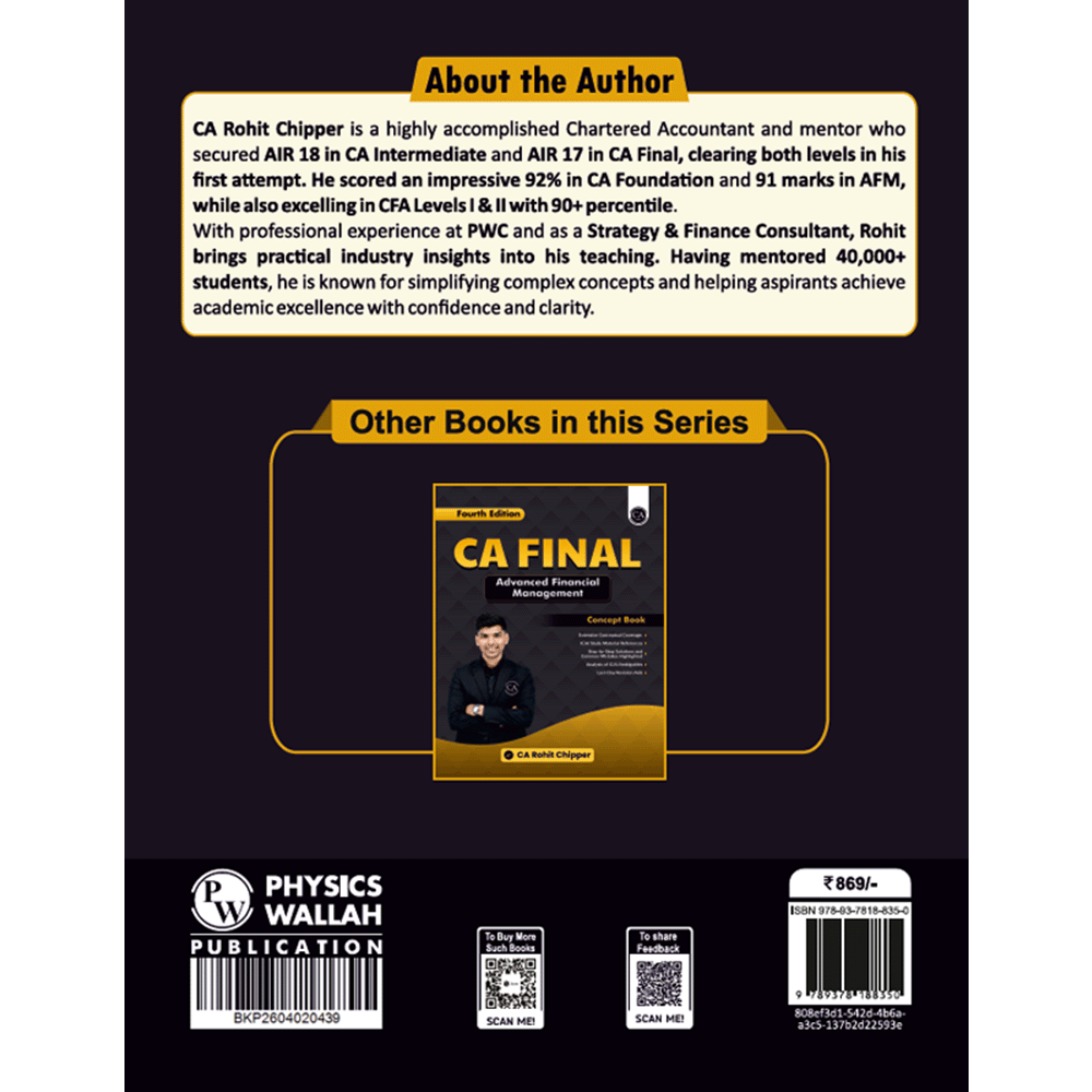 CA Final Advanced Financial Management Question Bank By CA Rohit Chipper For May 2027 Exams | Extensive Conceptual All ICAI SM, RTP, MTP & PYQs Covered with Quick Revision