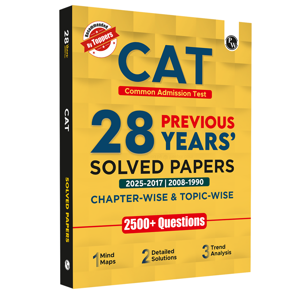 PW CAT PYQ 28 Years Chapterwise & Topicwise Previous Years Solved Papers PYQ Book For 2026 Exams | 2500+ Questions, Mind Maps, Detailed Solutions, Trend Analysis