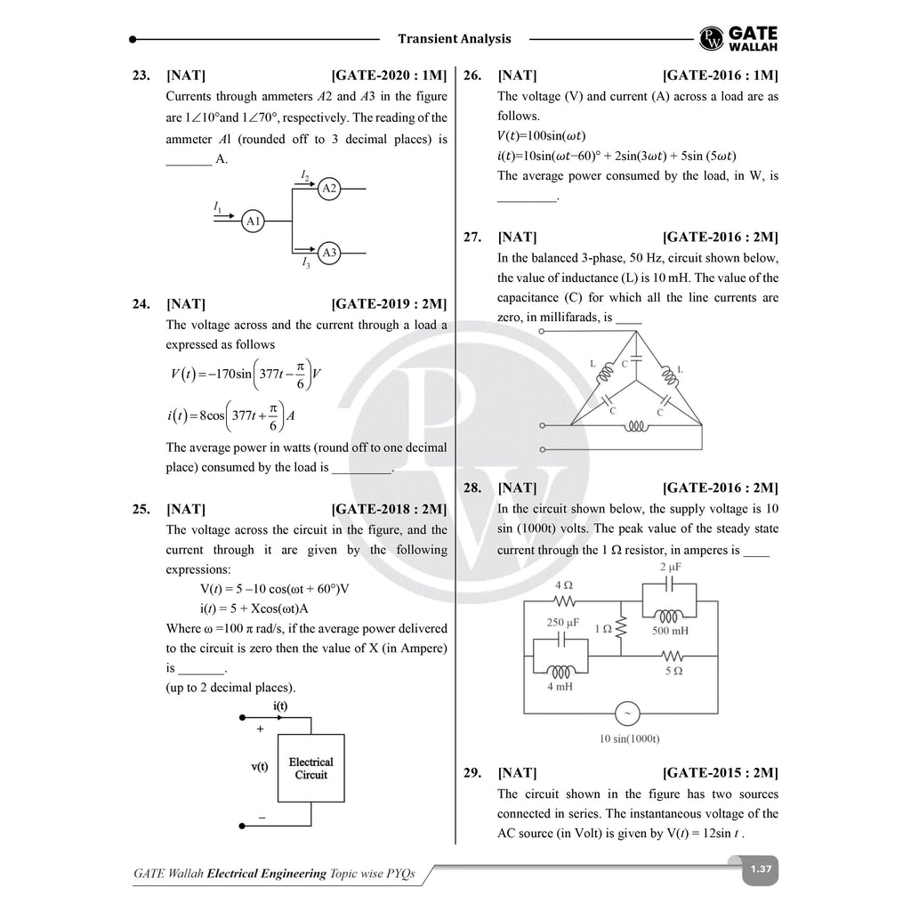 GATEWALLAH Electrical Engineering Topicwise Previous Year Solved Papers (2025 - 2008) with Video Solutions For 2026 Exams | Detailed Text Solutions