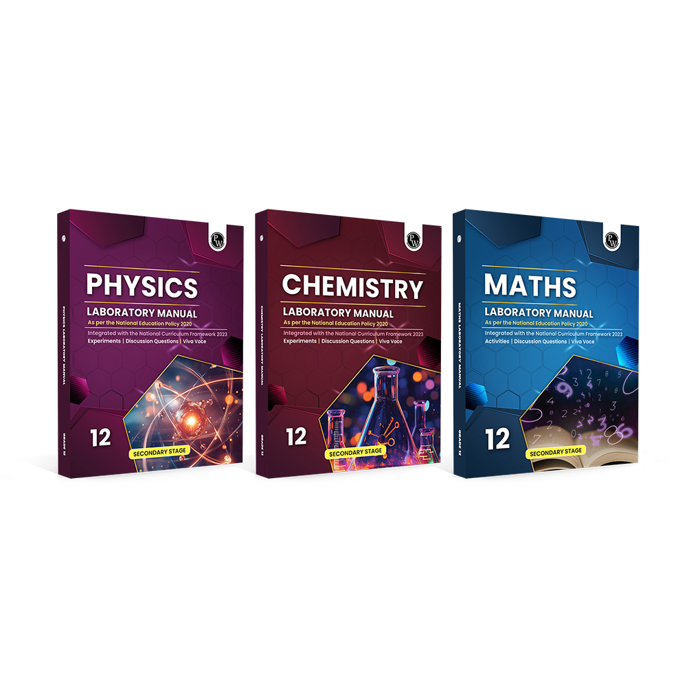 PW Academy Grade 12 Laboratory Manual Maths, Physics and Chemistry Combo Set of 3 Books As Per The National Education Policy 2020 | Experiments, Discussion Questions, Viva Voce