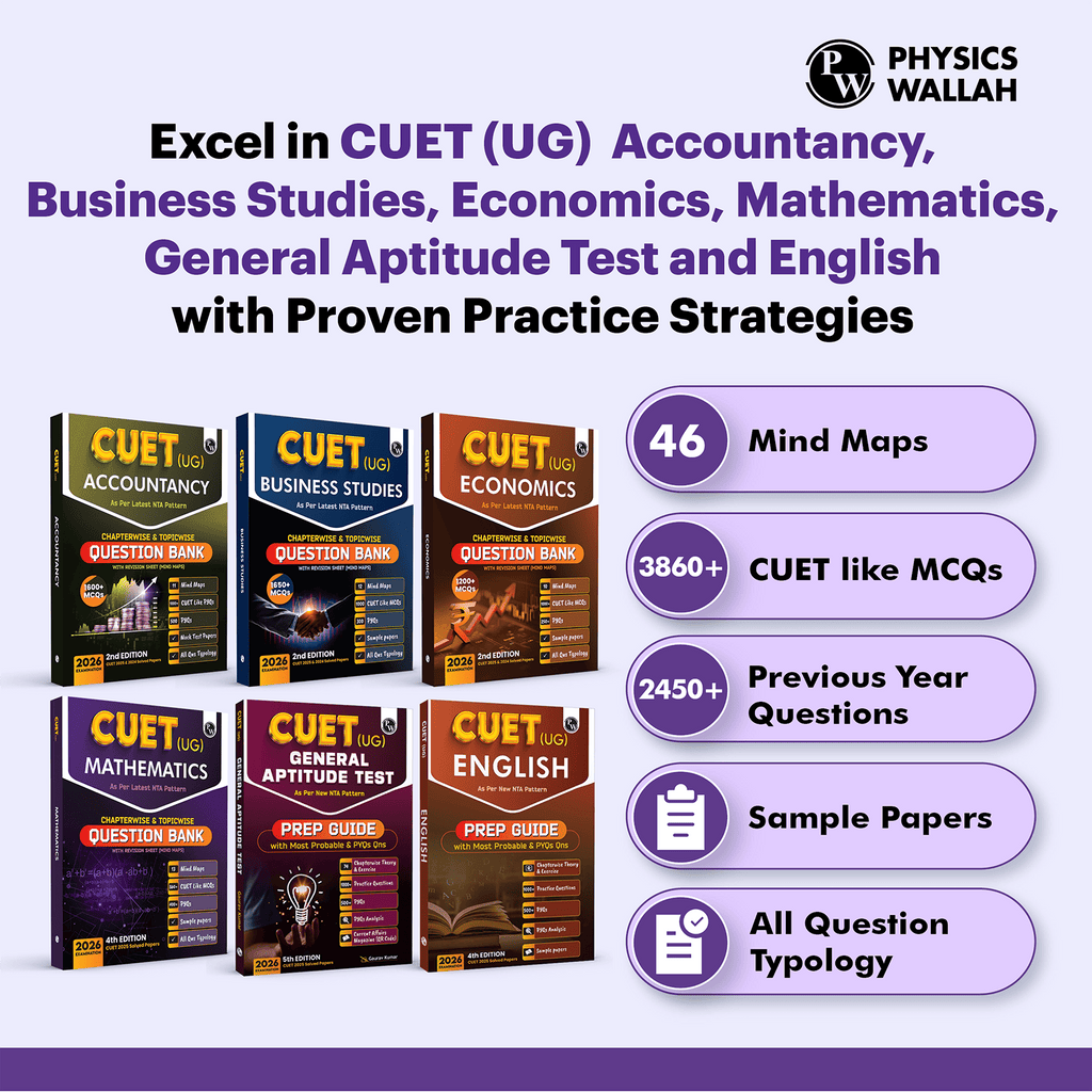 CUET (UG) Accountancy, Business Studies, Economics, Mathematics, General Aptitude Test & English Combo Set of 6 Books Chapterwise & Topicwise Question Bank For 2026 Exam