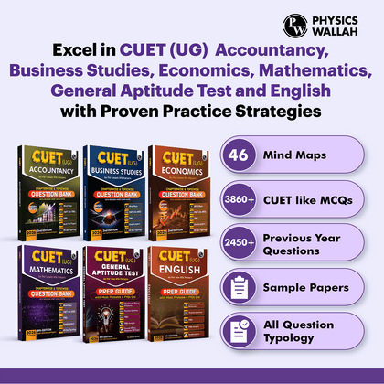 CUET (UG) Accountancy, Business Studies, Economics, Mathematics, General Aptitude Test & English Combo Set of 6 Books Chapterwise & Topicwise Question Bank For 2026 Exam