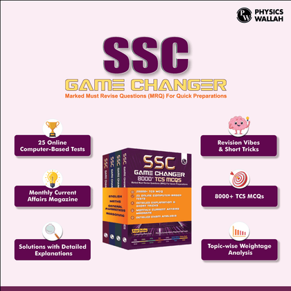SSC Game Changer English, Maths, General Awareness, Reasoning Combo 29000+ TCS MCQ Till 2025 Chapter, Topic and Exam-wise Previous Year Solved Questions(PYQs) with 25 Online CBT Tests