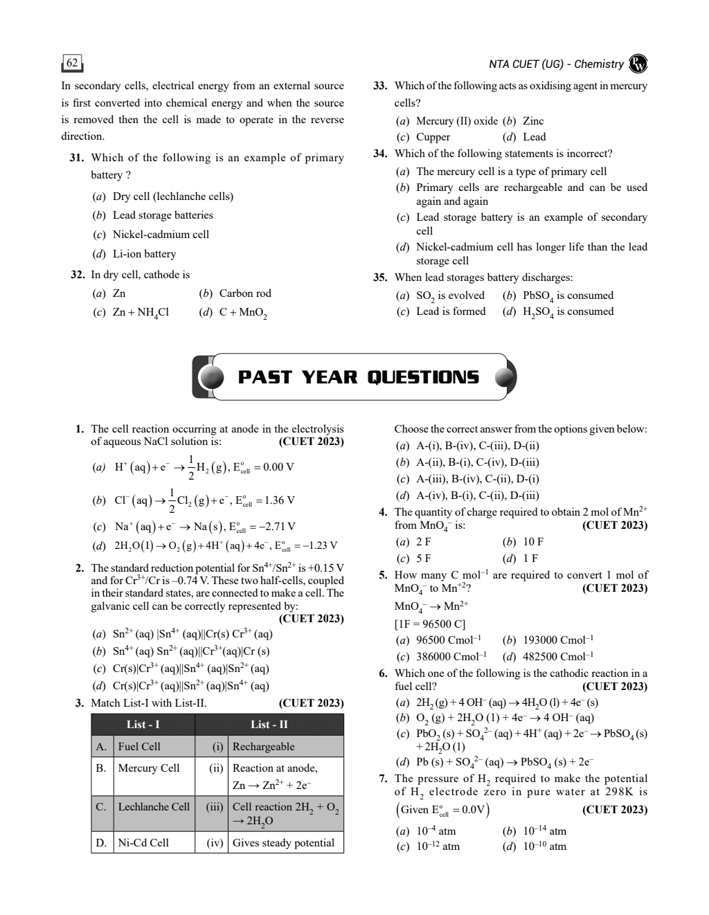 CUET (UG) Chemistry Chapterwise & Topicwise Question Bank (2023- 2024) with Complete NCERT Crux, CUET PYQs (2022-2023) Past Year Questions and Mock Test I For Central Universities Entrance Test 2024
