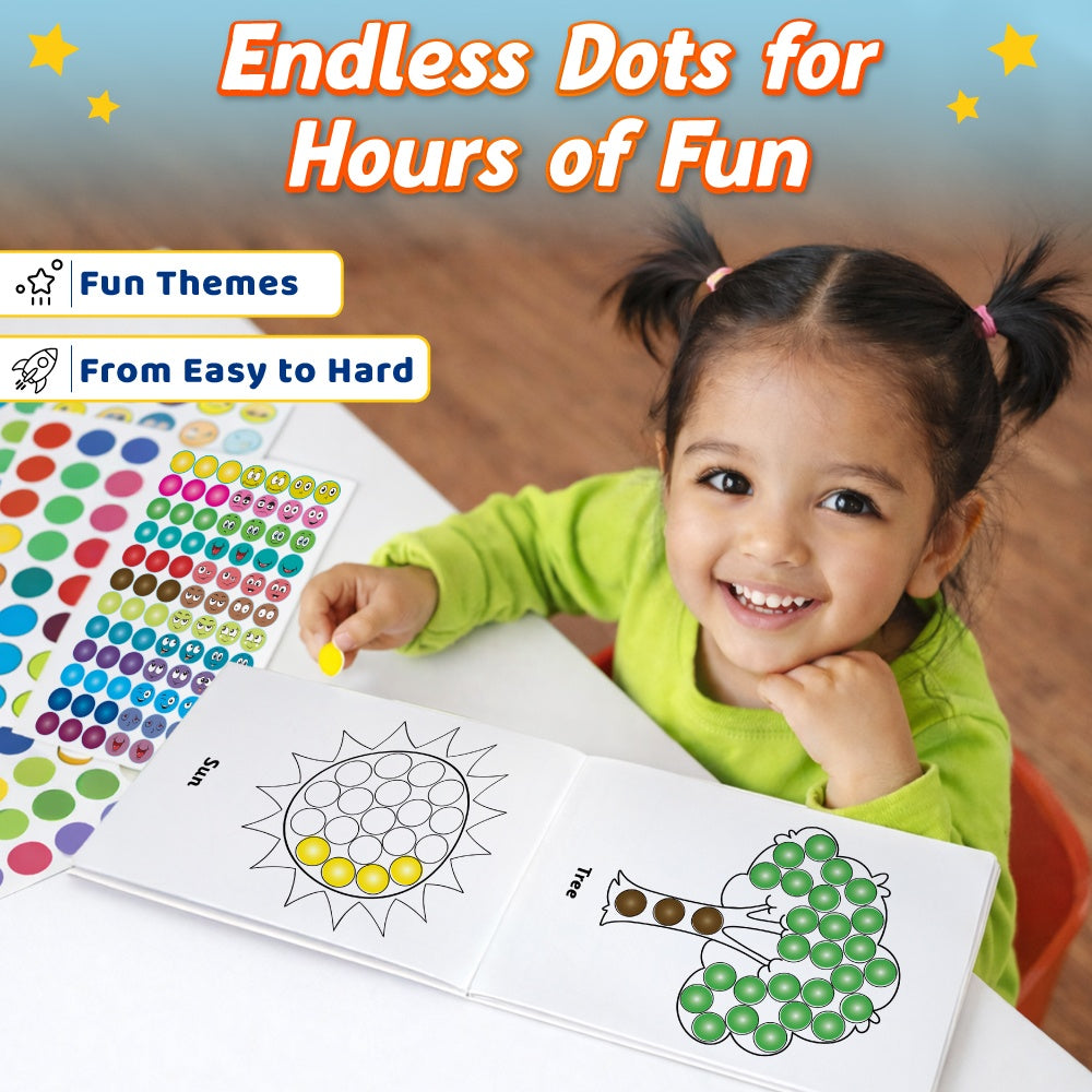 2000+ Dot Sticker Activity Book For 3+ Years Old Kids | Fun Sticker Set, Focus Builder, A to Z letters (Uppercase & Lowercase), Numbers 1-10 | Screen-Free Educational Activity For Kids