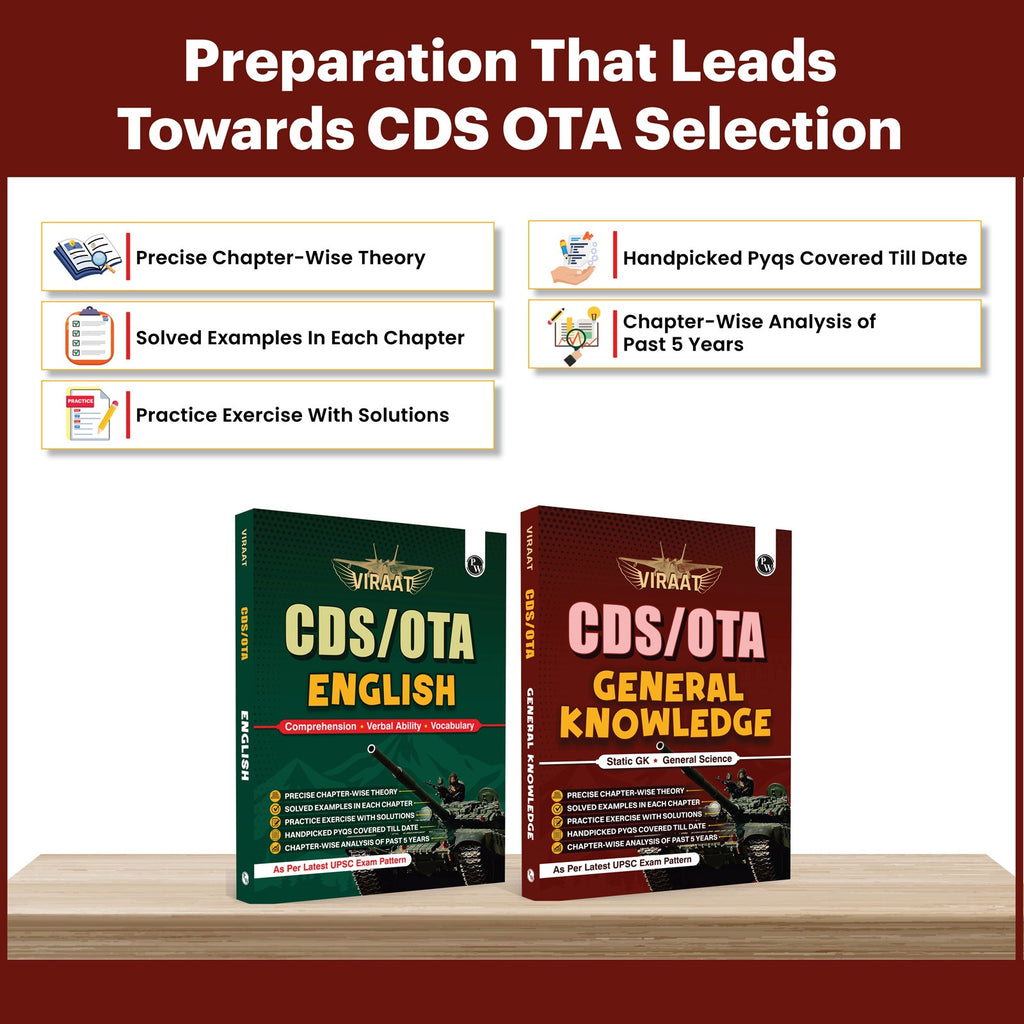 Viraat CDS OTA Book 2026 General Knowledge & English Combo Set of 2 Books | Past Questions (PYQ) 2026-21 | Chapterwise Theory, Solved Examples, Practice Exercises