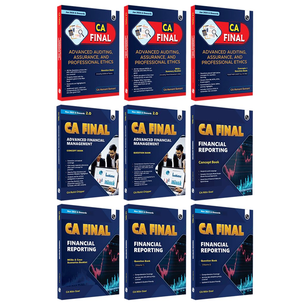PW CA Final Group 1 Combo of 9 Books-Financial Reporting By CA Nitin Goel, Advanced Auditing, Assurance & Professional Ethics By Hemant Somani, Advanced Financial Management By CA Rohit Chipper