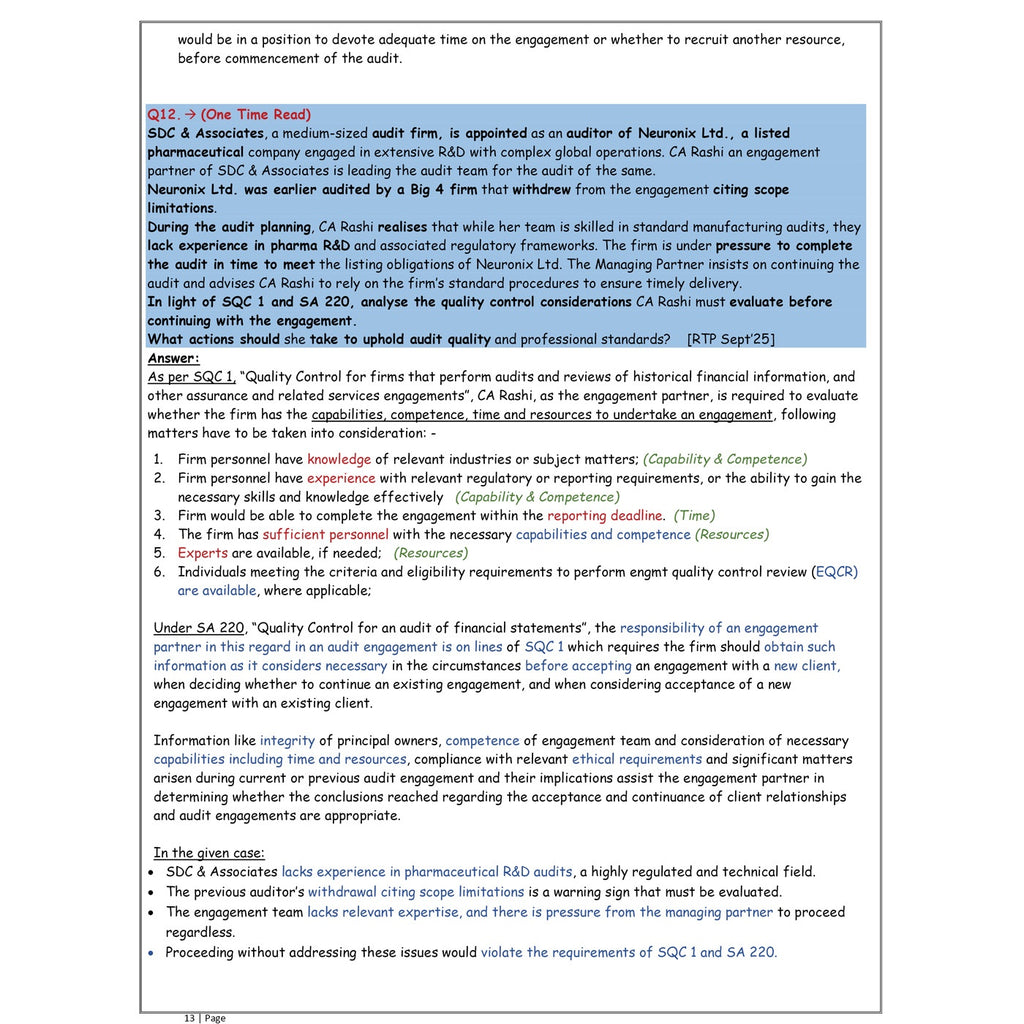 CA Final Advanced Auditing, Assurance & Professional Ethics Audit Question Bank By CA Hemant Somani For May 2027 Exams | Concept & Questions, All ICAI SM, RTP, MTP & PYQs Covered