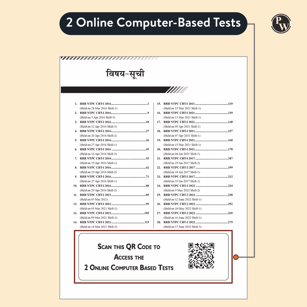PW RRB NTPC 28 Previous Year Solved Papers CBT - I & 2 (2016-2022) Hindi Medium