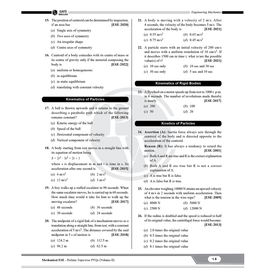 UPSC ESE Topicwise Previous Years Solved Questions 26 Years PYQs Mechanical Engineering Preliminary Examination Volume 1 & 2 and General Studies & Engineering Aptitude Combo Set of 3 Books