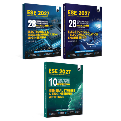 UPSC ESE 2027 Topicwise Previous Years Solved Questions Electronics & Telecommunication Engineering Preliminary Examination Volume 1 & 2 and General Studies & Engineering Aptitude Combo Set of 3 Books