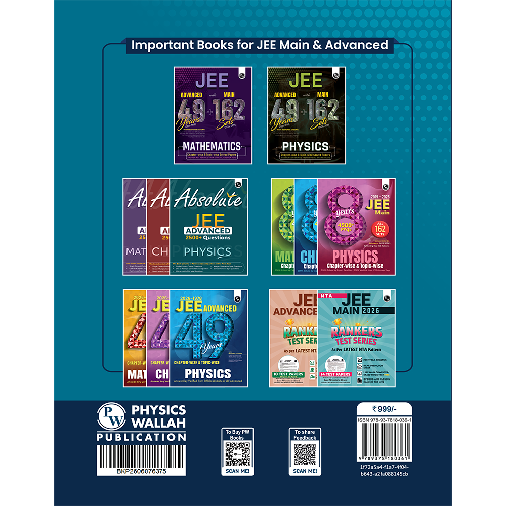PW JEE Advanced 49 Years (2026-1978) with JEE Main 162 Sets Chemistry PYQs (2026-2019) | Chapterwise and Topicwise Solved Papers For JEE Main & Advanced 2027 Exams