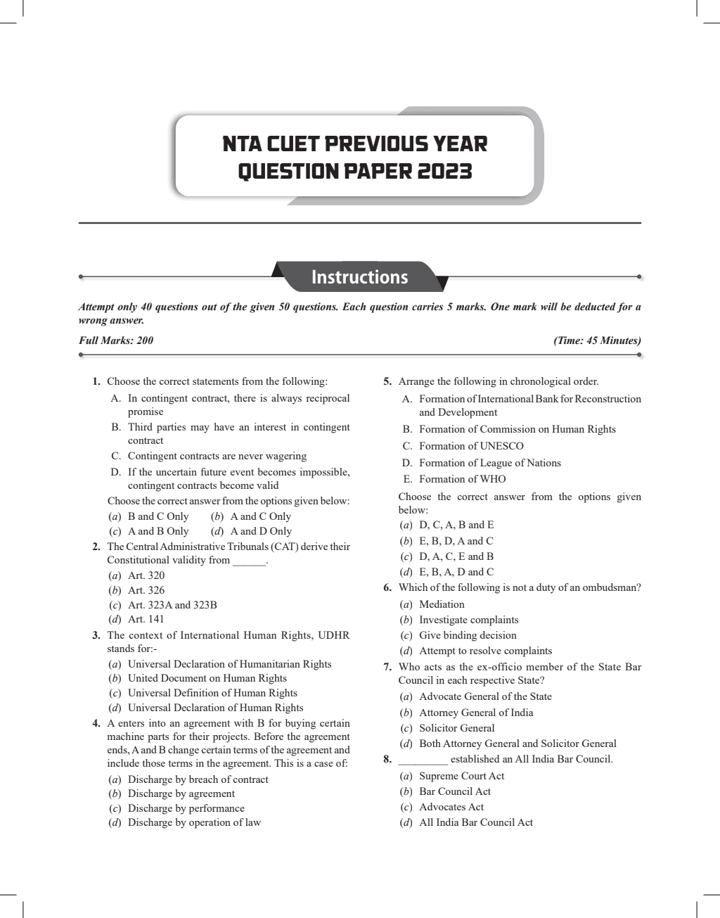 CUET (UG) Legal Studies Chapterwise & Topicwise Question Bank (2023- 2024) with Complete NCERT Crux, CUET PYQs (2022 & 2023 Past Year Questions) and Mock Test I For CUET 2024