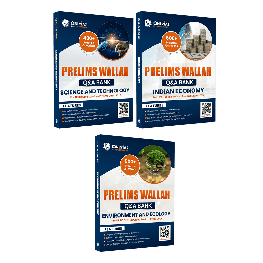PW UPSC Prelims Wallah Q & A Bank Science and Technology, Indian Economy, Environment and Ecology Combo Set of 3 Books