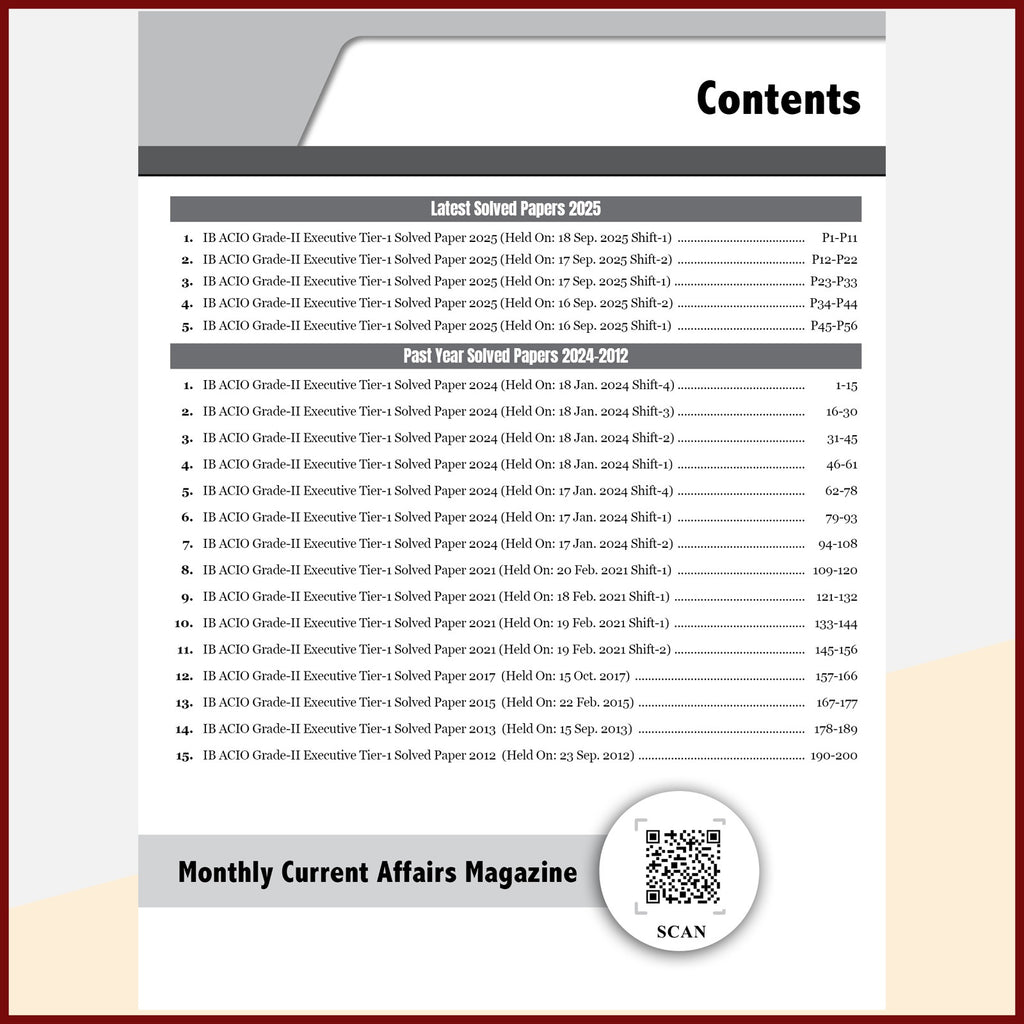 20 Yearwise IB ACIO (Assistant Central Intelligence Officer) Grade-ll Executive Tier-1 Previous Years’ Solved Papers (2025-2012) PYQs For Exam 2026-27 English Edition