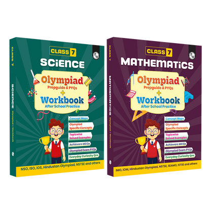 Olympiad Plus Workbook For Class 7 Science and Mathematics Prepguide & PYQs Combo Set of 2 Books | NSO, ISO, iOS, Hindustan Olympiad, NSTSE, IMO, iOM, SEAMO, ISTSE and Others