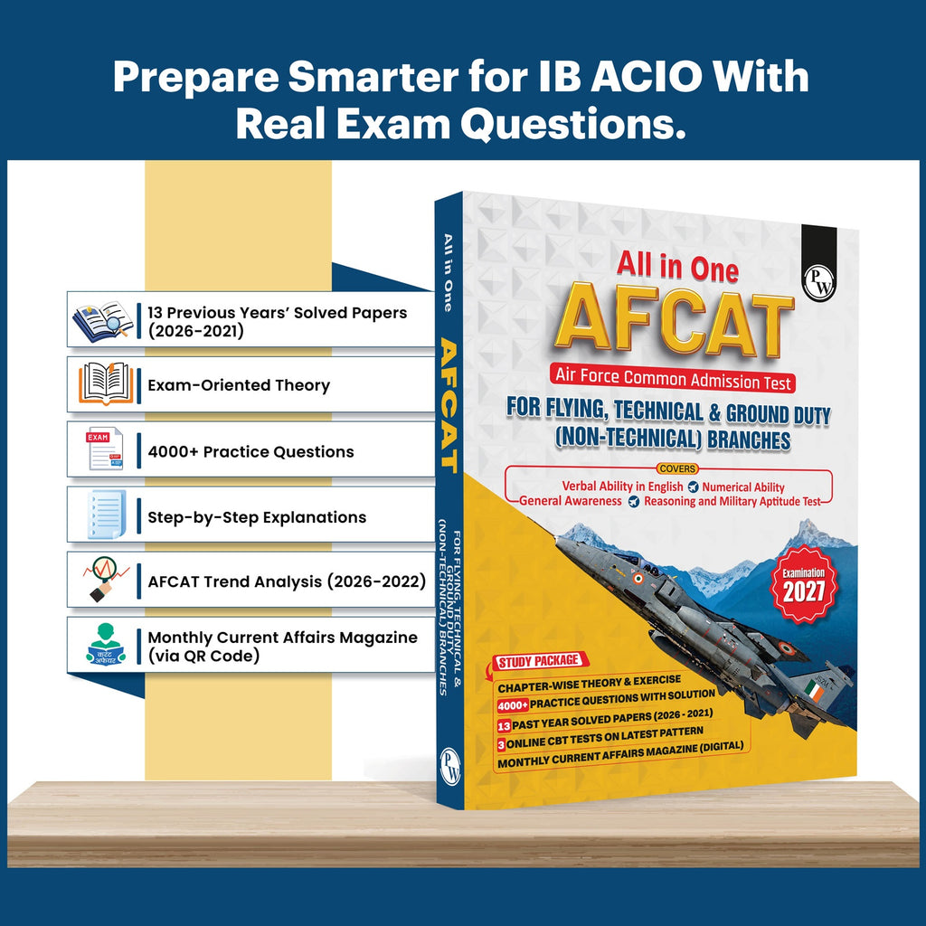 PW All in One AFCAT (For Flying, Technical & Ground Duty Branches) Exam 2027 | Chapterwise Study Notes & Exercise | 4000+ MCQs | Past PYQs (2026 - 2021) | Free Online Mock Tests