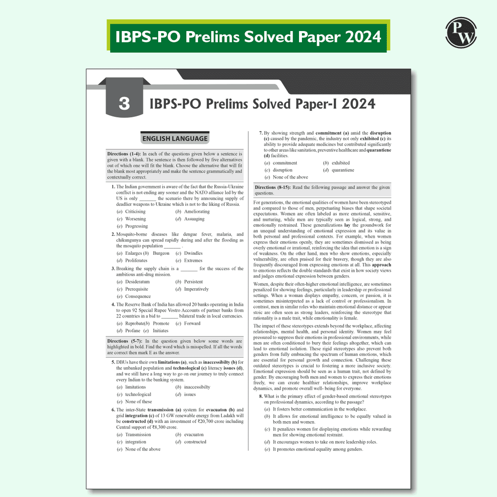 IBPS PO 25 Year-wise Prelims & Mains Previous Year Solved Papers (2024-2011) with 5 Online CBT Tests for Exam 2025 (PYQs) English Edition
