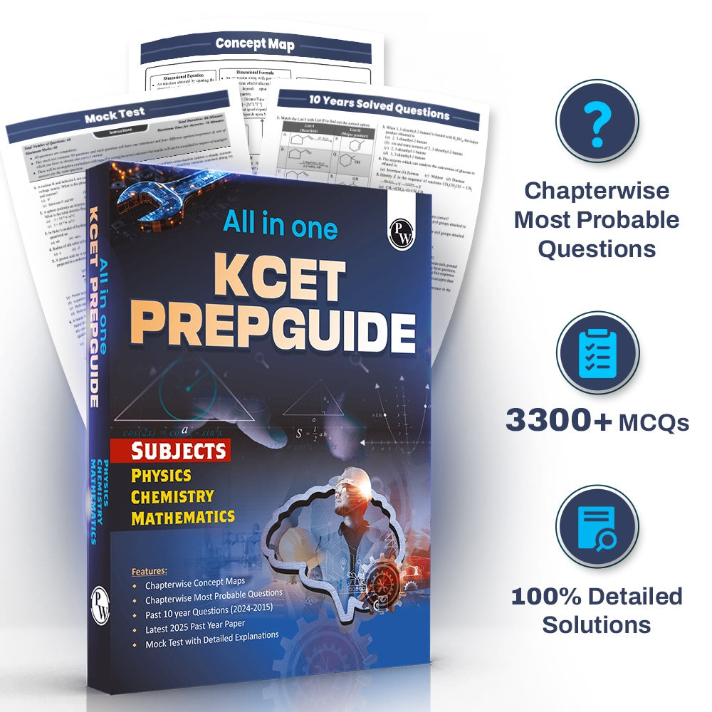 All in One KCET Prepguide For Engineering Exam 2026 | Physics, Chemistry, Mathematics | Chapterwise Concept Maps, Most Probable Questions, Past 10 Year PYQs, Mock Tests