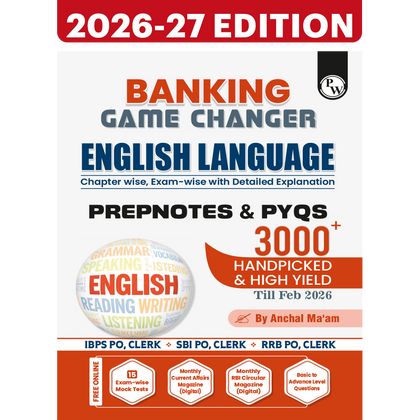 Banking Game Changer English Language Prepnotes & 3000+ PYQs By Anchal Ma'am For 2026-27 Exams | Chapterwise Theory with 15 Online CBT Tests | IBPS PO & Clerk, SBI PO & Clerk, RRB PO & Clerk Exams